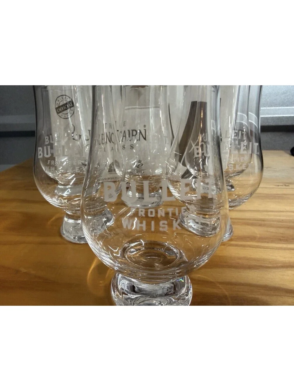 Glencairn Whisky Glass Set Of 6 Etched Set Bulleit bourbon *